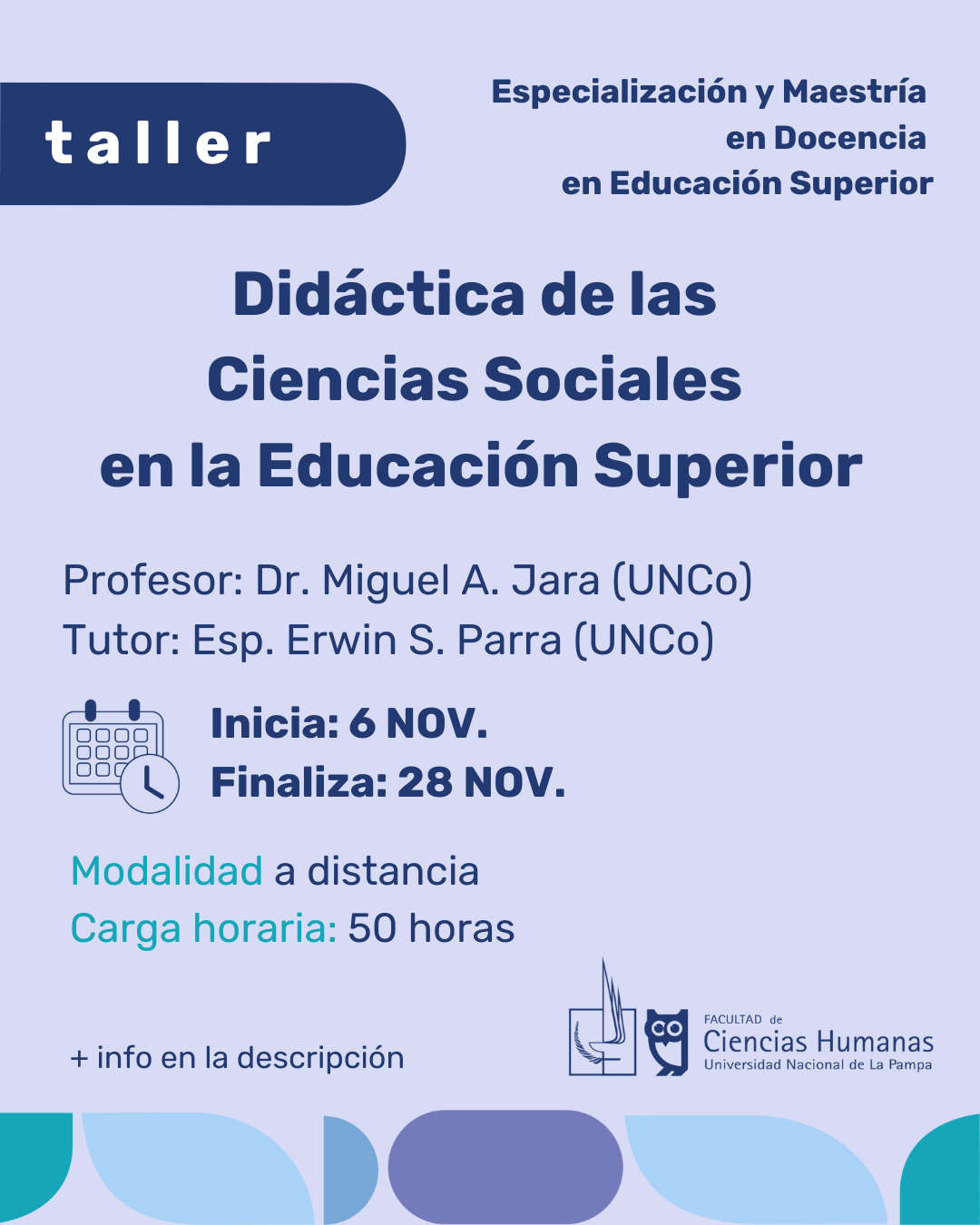 Taller: Didáctica de las Ciencias Sociales en la Educación Superior (Maestría en Docencia en Educación Superior)